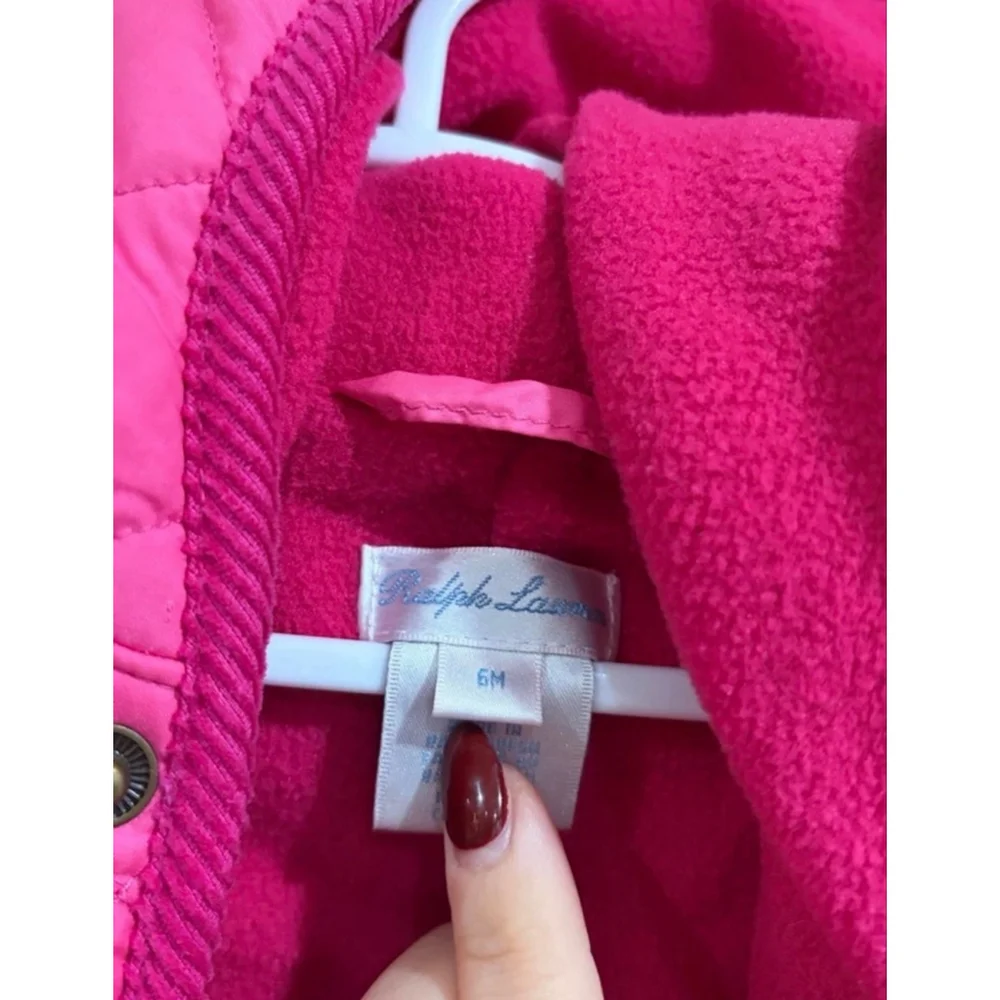 Ralph Lauren Baby Girls’ Quilted Snowsuit Bunting 6M – Pink Hooded One Piece
